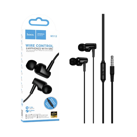 Hoco Universal Wired Earphones M112 Story with Microphone 3.5mm 1.2m Black